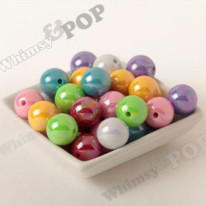 20mm Red Glossy AB Coated Gumball Beads, Chunky Beads, Bubblegum Beads, 20mm Gumball Beads, Glossy Beads, AB Beads, 2MM Hole image 3