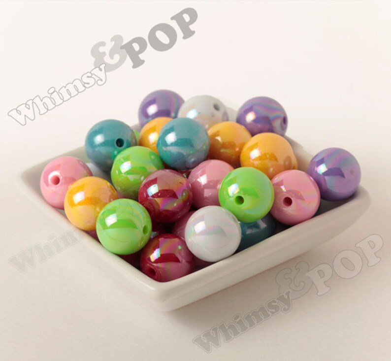 20mm Red Glossy AB Coated Gumball Beads, Chunky Beads, Bubblegum Beads, 20mm Gumball Beads, Glossy Beads, AB Beads, 2MM Hole image 3