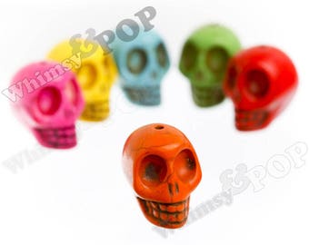 1 - Super Large Skull Head Synthetic Turquoise Bead, Skull Bead, Large Bead, 24mm x 30mm (C2-14)