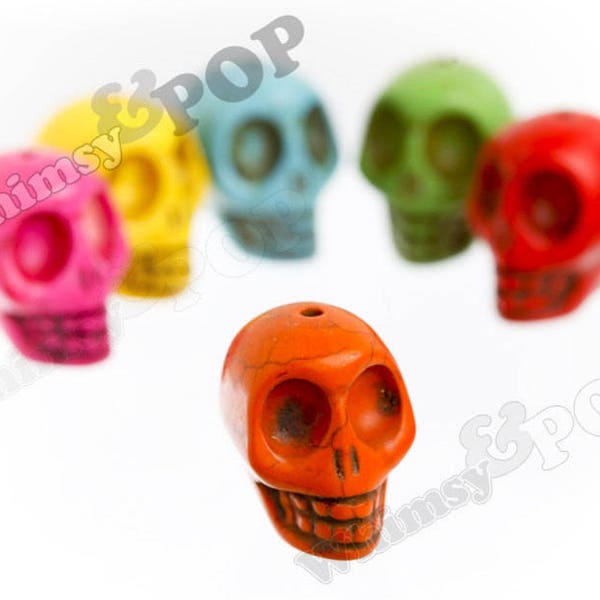 1 - Super Large Skull Head Synthetic Turquoise Bead, Skull Bead, Large Bead, 24mm x 30mm (C2-14)