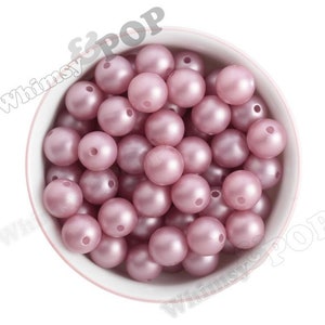 16mm MATTE Pearl Gumball Beads, Chunky Pearl Beads, 16mm Pearl Beads, Pearl Gumball Beads, Bubblegum Beads, Round Acrylic Beads, 2MM Hole Rose Pink