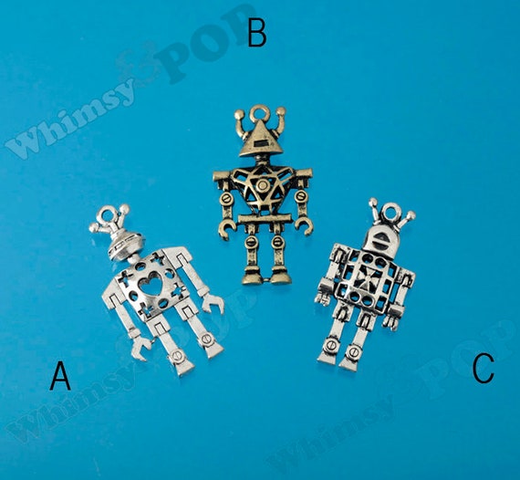 4 x 3D Charms Balloon Dog Silver Tone Pendants Chunky Dog Charms Copper