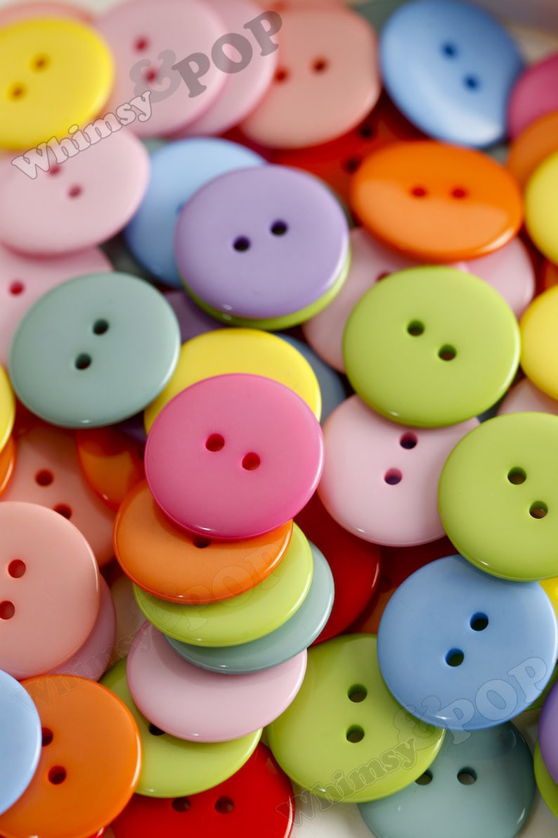 Colorful Resin Buttons, 23mm Sewing Buttons for Crafting, China Buttons, Rainbow Buttons, Sewing Supplies, Pink Plastic Buttons image 3