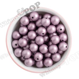 16mm MATTE Pearl Gumball Beads, Chunky Pearl Beads, 16mm Pearl Beads, Pearl Gumball Beads, Bubblegum Beads, Round Acrylic Beads, 2MM Hole Lilac Purple