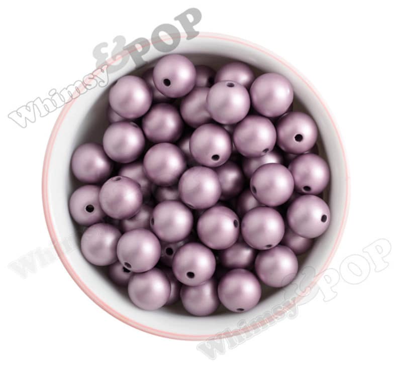 16mm MATTE Pearl Gumball Beads, Chunky Pearl Beads, 16mm Pearl Beads, Pearl Gumball Beads, Bubblegum Beads, Round Acrylic Beads, 2MM Hole Lilac Purple