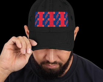 Fashionable Dad Hat with a slightly distressed brim and crown fabric