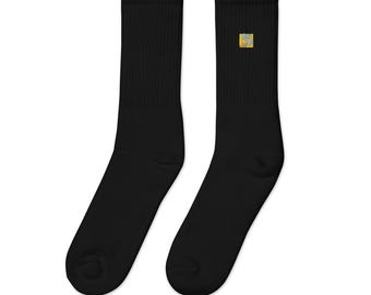 Embroidered Cotton Blend Socks