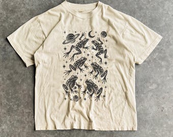 Spacial Frogs - Frogs in Space - graphic front print - relaxed fit - tee