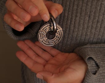 Rompecabezas – Laberinto de dos anillos / Juguete de lógica creativo de metal para ejercitar la mente (5+ años)