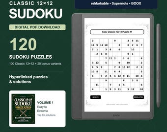 Classic 12×12 Sudoku Puzzles (120 Total) | Kindle Scribe & Tablet PDF (Digital Download)
