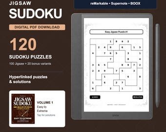 Jigsaw Sudoku PDF for Kindle Scribe & Digital Notebooks | 120 Puzzles | Puzzella Volume 1
