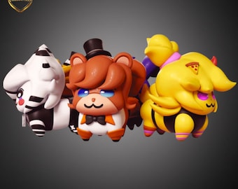 Figura animatrónica chibi inspirada en FNAF – Mini estatua de resina de terror