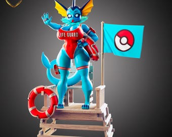 Figura de Vaporeon – Estatua de anime inspirada en Pokémon, waifu de tipo agua coleccionable de resina