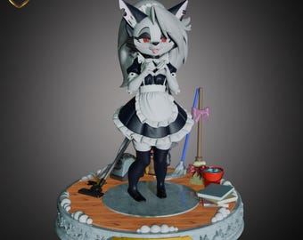 Estatua coleccionable de resina pintada a mano inspirada en Helluva Boss Loona, inspirada en el anime.