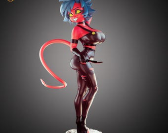 Figura inspirada en Millie – Estatua al estilo Helluva Boss, coleccionable de resina pintada a mano, linda chica demonio