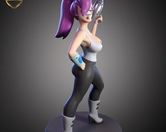 Figura de resina para adultos hecha a mano inspirada en Leela: estatua futurista de colección