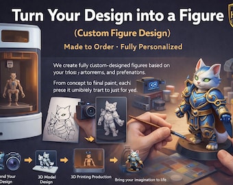 Figura de resina impresa en 3D personalizada: estatua coleccionable pintada a mano