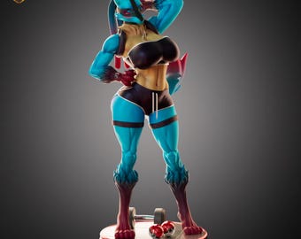 Figura de Lucario – Estatua de anime inspirada en Pokémon, figura coleccionable de resina de guerrero con aura poderosa.