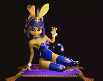 Figura de felino inspirada en Ankha: colección de exhibición impresa en 3D y pintada a mano.