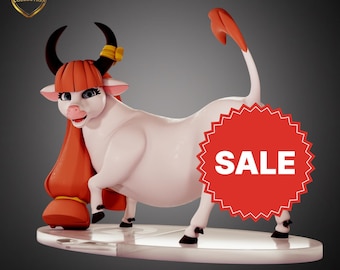 Estatua de Vaca Salvaje - Figura de resina de fantasía, modelo de exhibición impreso en 3D y pintado a mano