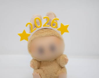 Fascia per capelli stampata in 3D per Capodanno Nye 2026 per bambola con ciondolo di peluche mostro da 17 cm - 20 cm