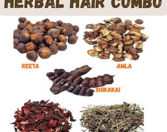 Soins capillaires ayurvédiques biologiques à base de plantes : Reetha, Amla, Shikakai, Bhringraj & Hibiscus