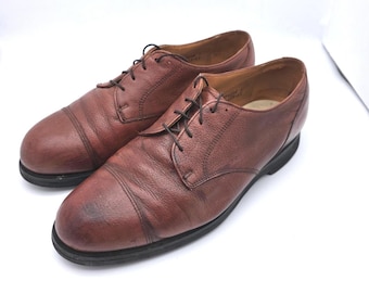 Vintage Brown Leather Cap Toe Oxfords – Men's 10 Wide Vibram Gumlite USA
