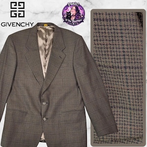 VTG Givenchy Monsieur Herr 40R Ullkavaj Rutig Designer Klassisk Jacka