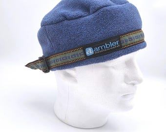 Vintage Ambler Mountain Works Verstellbare Fleece Mütze Polartec 90s Blau Kanada
