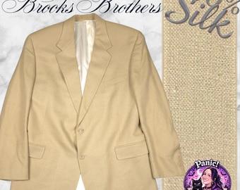 Blazer vintage Brooks Brothers para hombre, talla 42R, 100% seda, color tostado, estilo deportivo, tejido tweed texturizado, fabricado en EE. UU.