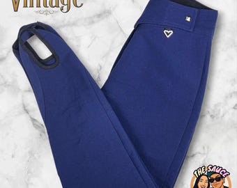 Spodnie narciarskie Vintage Obermeyer Stirrup z mieszanki wełny, granatowe, damskie, rozmiar 14R, althetic