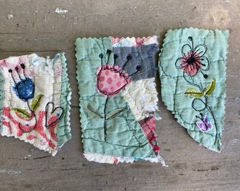 Flowers on Cutter Quilt Pieces - 3
