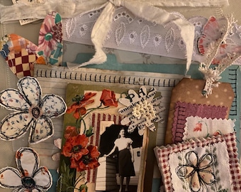One Curated Journal Embellishment Pack - 11 Items with Resuable Plastic File Folder