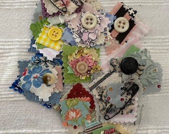 Fabric Collage Snippets (10) Junk journals, Scrapbooks, Cards, Embellishments