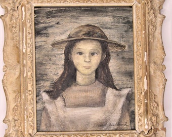 Rare Original Carol Blanchard Painting Bridget Gild frame