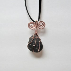 Powerful Copper Wire Wrapped Saffordite Pendant 6.21 grams Cintamani Stone/ Tektite/ Energy Stone