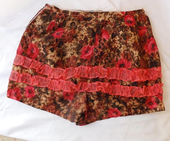 Vintage Hand sewn Full skirt Dress Floral Brown M… - image 8