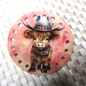 Highland Cow Christmas pine needle basket center/Hand Crafted ceramic Basket weaving supplies 3.5"