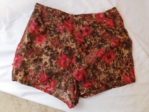 Vintage Hand sewn Full skirt Dress Floral Brown M… - image 9