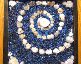 Cosmic Spiral Stone Mosaic Wall Art/Mixed media/Abstract Art/organic decor/spiritual development