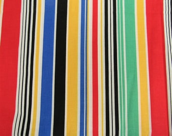 Cotton Fabric Bright Stripes Red, yellow, blue, black, white, green