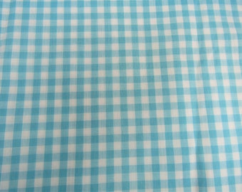 Cotton Gingham Check fabric Baby Blue 1/4" checks/ Quilting/decorating/fashion