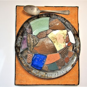 Stone Mosaic Wall Art/Mixed media/Abstract Art/organic decor/Bon Appetite