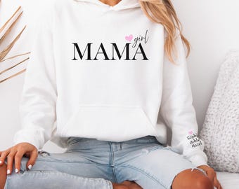 Sweat-shirt maman fille personnalisé - personnalisé avec des noms sur la manche