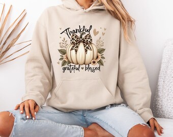 Sweat-shirt d'automne béni reconnaissant reconnaissant, sweat-shirt d'action de grâces