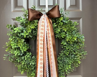 Fall Ribbon Set for Wreath Wreath Bow for Fall Fall Decor Aesthetic Brown Satin Fall Front Door Bow Thanksgiving Decor Fall Inspo