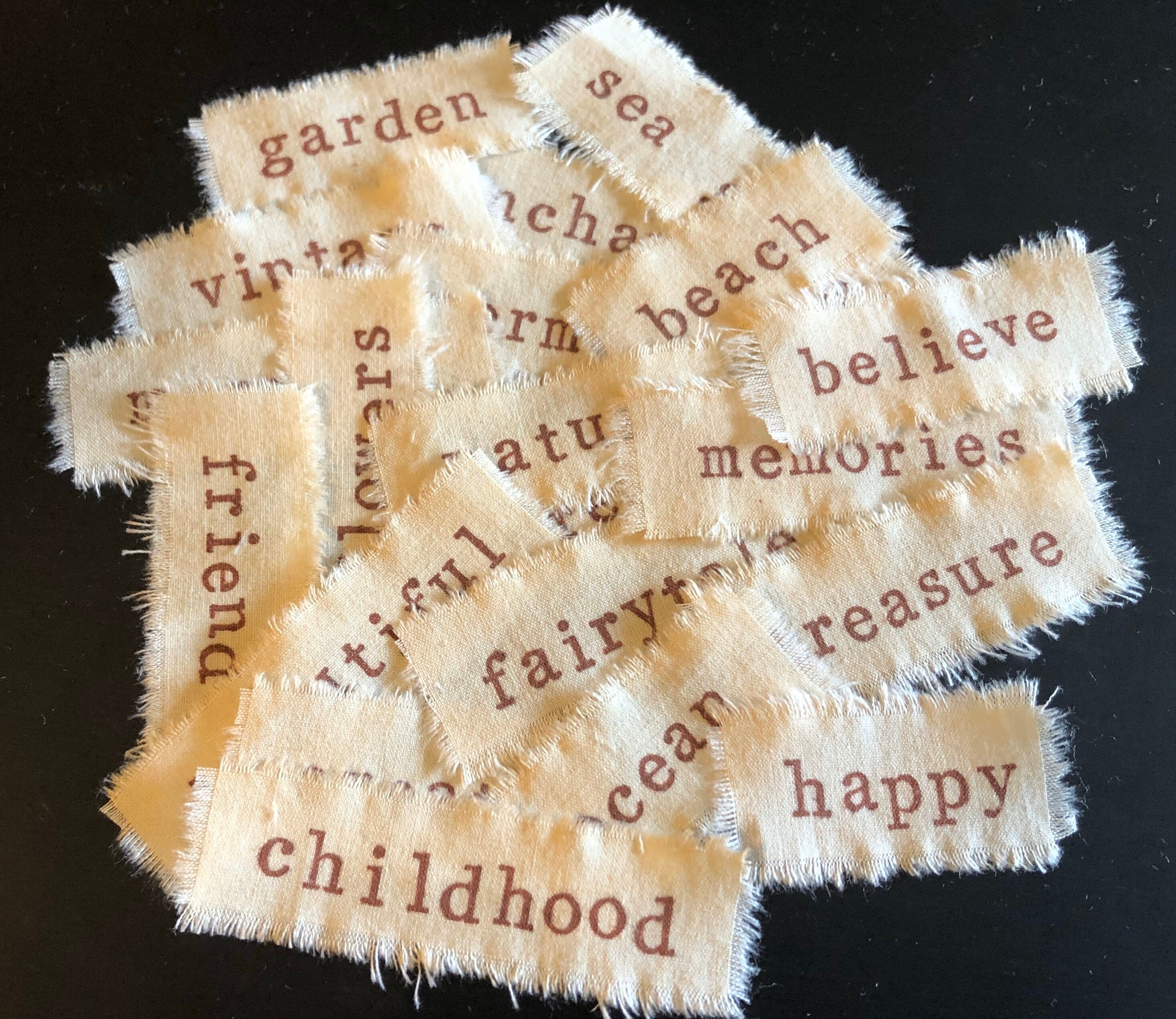 YOU CHOOSE 10 Words of Your Choice, Handmade Coffee-Dyed or Plain Fab…