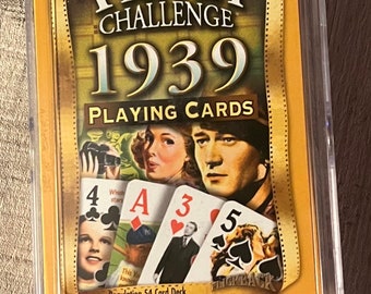 1 Deck of Trivia Challenge 1939 Playing Cards for Journals, Tags, Pockets, Vintage Inspired Ephemera, Embellishment, Card Swap, Free Ship