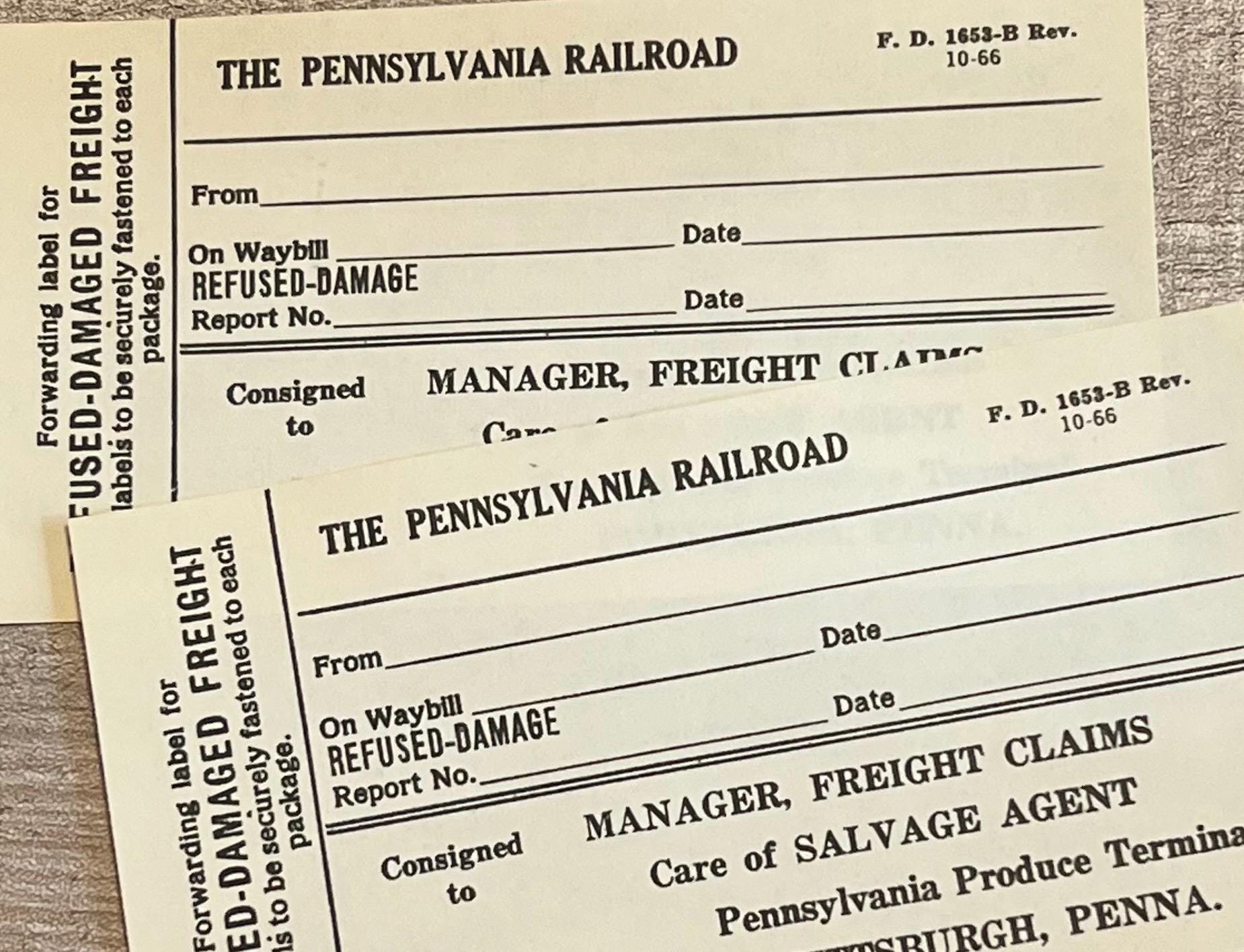 10 Pennsylvania Railroad Vintage Freight Claim Labels, Nonadhesive ...