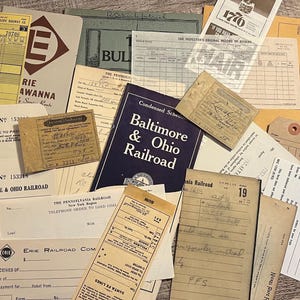 Vintage Railroad Ephemera, Booklet, Map, Railway Forms, Trust Bond, Journal Receipt, Tickets & Forms, Book Pages, Train List, Ships Free B3